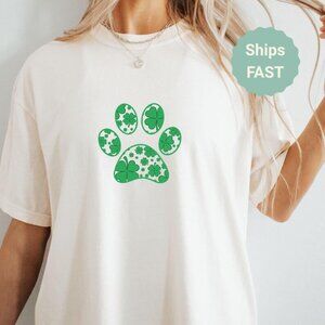 St Patricks Day Dog Shirt, Paw Print Tee, Dog Lover Gift